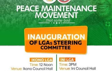 The peace train moves to Ikono and Ini on Wednesday, 28th July, 2021.